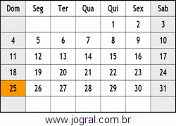 Calendário Dezembro Ano 2078