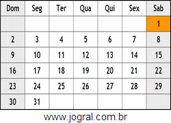 Calendário Janeiro Ano 2078