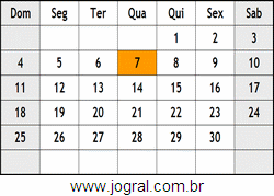 Calendário Setembro Ano 2078